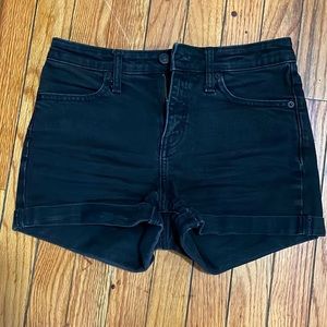 Black Cuffed Jean Shorts